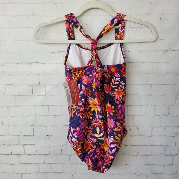 Garnet Hill Girls Size 8 Wave Rider Scrunch Back One Piece Swimsuit Floral NEW - Picture 4 of 8